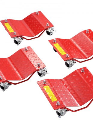 Wheel Dolly, 8000 lbs Capacity Heavy-Duty Steel Car Mover, Wheel Dolly Car Tire Stake Set with Brakes, Vehicle Moving Cart Moving Cars, Trucks, Trailers, Motorcycles, and Boats, Set of 4, Red