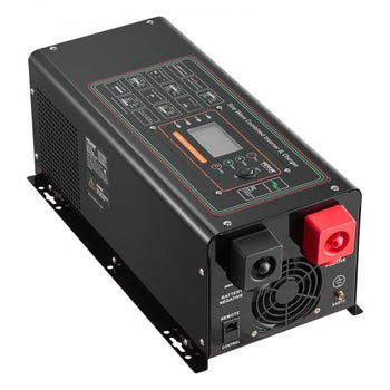 Pure Sine Wave Inverter Charger, 2000 Watt, DC 12V to AC 120V Power Inverter with LCD Display, Remote Control, Solar Inverter for Off-Grid Solar RV Boat Home, Compatible with Various Batteries