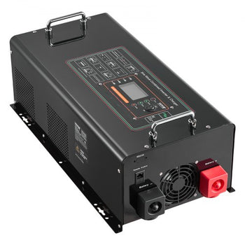 Pure Sine Wave Inverter Charger, 4000 Watt, DC 24V to AC 120V Power Inverter with LCD Display, Remote Control, Solar Inverter for Off-Grid Solar RV Boat Home, Compatible with Various Batteries