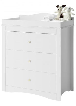 Changing Table Dresser, Baby Diaper Change Station with 3 Drawers, Multi-Functional Modern Changing Table Dresser with Storage Organizer Nursery for Children's Room, White