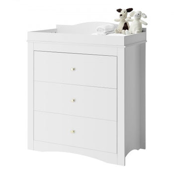 Changing Table Dresser, Baby Diaper Change Station with 3 Drawers, Multi-Functional Modern Changing Table Dresser with Storage Organizer Nursery for Children's Room, White