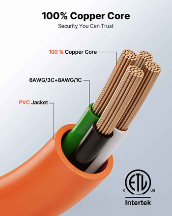 50 Amp Generator Cord, 30 Feet, 125/250V RV Power Cord NEMA 14-50P to SS2-50R with Twist Lock, Grip Handle, Heavy Duty 6AWG/3 + 8AWG/1 Generator Cable, for RV Camper Generator to House, Orange