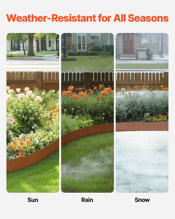 Steel Landscape Edging, 6 Packs 40 x 8 in Weather-Resistant & Pre-Rust Metal Landscape Edging, Bendable Garden Edging Border, Lawn Edging for Flower Bed Yard Pathway Divider