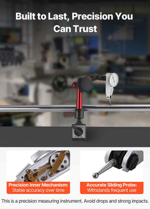 Dial Test Indicator with Universal Magnetic Base and Storage Case, 0.0005 inch Accuracy, 0-0.03 inch Range, Micro Ball Handle for Narrow Area Measurement, Industrial Machining & Inspection