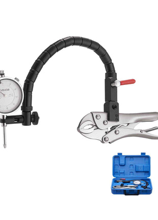 Dial Test Indicator with 360-Degree Flexible Arm and 360-Degree Locking Pliers, 0.001 inch Accuracy, 0-1 inch Range, Professional for Machine Set-Up, Narrow Area Measurement, Storage Case