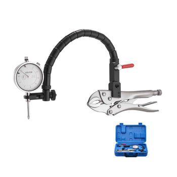 Dial Test Indicator with 360-Degree Flexible Arm and 360-Degree Locking Pliers, 0.001 inch Accuracy, 0-1 inch Range, Professional for Machine Set-Up, Narrow Area Measurement, Storage Case