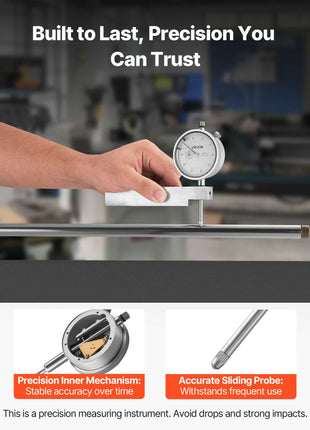 Dial Test Indicator with Metal Base, 0.001 inch Accuracy, 0-1 inch Range, Easy to Read Large Dial, Professional for Narrow Area Measurement, Industrial Machining & Inspection, Precision Testing