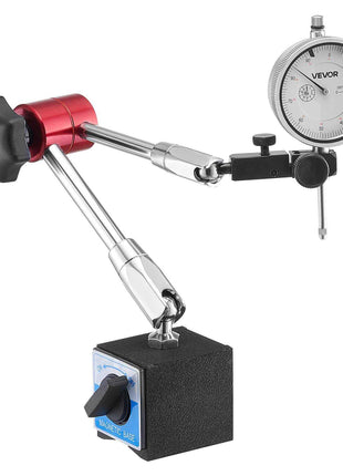 Dial Test Indicator with Magnetic Flexible Base Stand, 0.001 inch Accuracy, 0-1 inch Range, Fine Adjustable Long Arm, Professional for Machine Set-Up, Narrow Area Measurement, Easy to Read