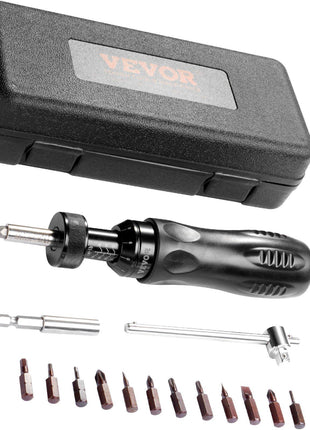 Vevor black and silver precision screwdriver set with 10 interchangeable bits in a durable carrying case.