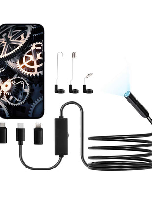 Endoscope Camera with Light, 1920P HD Borescope for Android & IOS, 8 LED Lights Inspection Camera with 10FT Semi-Rigid Cable, 2X Zoom, IP67 Waterproof Snake Scope Camera for Auto, Plumbing
