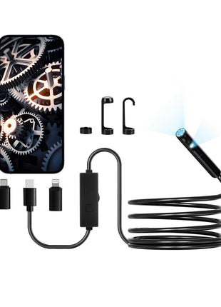 Endoscope Camera with Light, Dual Lens Borescope for Android & IOS, 1920P HD Inspection Camera with 8 + 1 LED Lights, 2X Zoom, 10FT Snake Cable, IP67 Waterproof Snake Camera for Auto, Plumbing