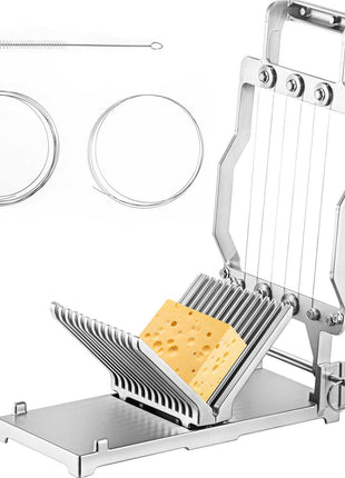Cheese Cutter With Wire 1 cm & 2 cm Cheeser Butter Cutting Blade Replaceable Cheese Slicer Wire, Aluminum Alloy Commercial Cheese Slicer with 304 Stainless Steel Wire Kitchen Cooking Baking Tool