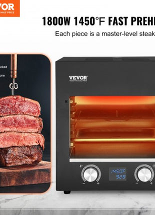 Electric Steak Grill, 1800W Smokeless Infrared Electric Broiler, 1450°F Stainless Steel Steak Cooker with 6-Tier Adjustable Rack, Electric Infrared Grill for BBQ, Toast, Grill, Indoor