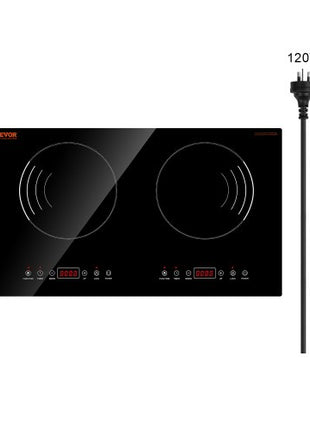 Induction Cooktop, 1800W Electric Countertop Burner, 2 Burner Touch Control Stove, Built-in Induction Cooktop with 9 Power Settings, Child Safety Lock, Timer, Glass Surface