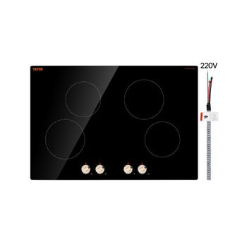 Induction Cooktop, 6600W Electric Countertop Burner, 4 Burner Knob Control Stove, Built-in Induction Cooktop with 12 Temperature Settings, Glass Surface, Auto Shut-Off
