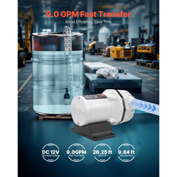 DEF Transfer Pump, 9 GPM, Diaphragm Irrigation Self Priming Electric Water Pump for Diesel Exhaust Fluid Automotive Urea Oil, DC 12V, 230W, 26.25 ft Lift, for Liquid Transportation Refueling