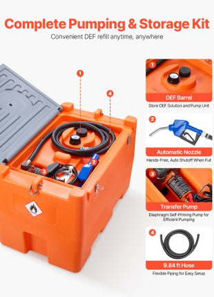 12V DEF Transfer Pump Kit, 7 GPM, Diaphragm Irrigation Self Priming Electric Water Pump, with 48 Gallon Tank, Automatic Nozzle, 9.84 ft Hose, 26.25 ft Lift, for Diesel Exhaust Fluid Urea Liquid