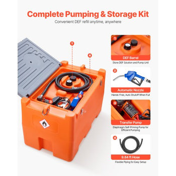 12V DEF Transfer Pump Kit, 7 GPM, Diaphragm Irrigation Self Priming Electric Water Pump, with 48 Gallon Tank, Automatic Nozzle, 9.84 ft Hose, 26.25 ft Lift, for Diesel Exhaust Fluid Urea Liquid