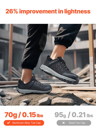 Steel Toe Shoes for Men, US Size 8.5, Men’s Cushion Sport Safety Toe Athletic Work Shoe, Indestructible Safety Sneakers Lightweight,Breathable Industry Construction Work Shoes, Black