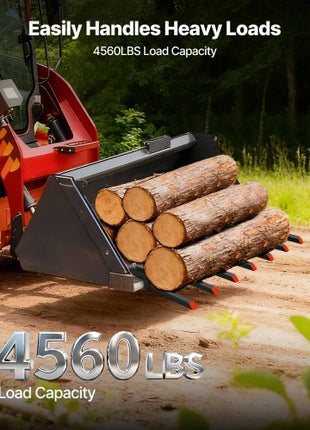 68.5" Clamp on Debris Forks for Buckets, 7 Fork Tines, 4560lbs Load Capacity, Heavy Duty Pallet Forks for Tractor Loader Skid Steer, Bolt on Bucket Attachments for Removing Yard Waste and Debris