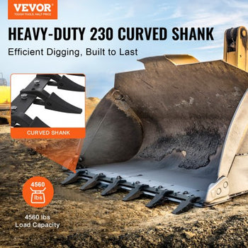Bucket Tooth Bar, 48'', Heavy Duty Tractor Bucket 6 Teeth Bar for Loader Tractor Skidsteer, 4560 lbs Load-Bearing Capacity Bolt On Design, for Efficient Soil Excavation and Bucket Protection