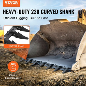 Bucket Tooth Bar, 60'', Heavy Duty Tractor Bucket 7 Teeth Bar for Loader Tractor Skidsteer, 4560 lbs Load-Bearing Capacity Bolt On Design, for Efficient Soil Excavation and Bucket Protection