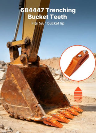 Excavator Bucket Teeth with Pins, 7 Pack 684447 Bucket Tooth Set Fits 5/8-in Buckets Edge, Heavy Duty 7.34 in Bolt on Digging Buckets Teeth Replacement for Skid Steer & Mini Excavator