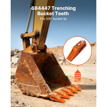 Excavator Bucket Teeth with Pins, 7 Pack 684447 Bucket Tooth Set Fits 5/8-in Buckets Edge, Heavy Duty 7.34 in Bolt on Digging Buckets Teeth Replacement for Skid Steer & Mini Excavator