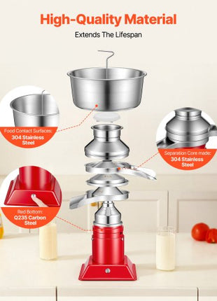 Electric Milk Cream Separator, 60L/H Output 10500RPM Milk Cream Centrifugal Separator, 304 Stainless Steel Goat Cow Milk Skimmer Separating Machine with 4.5L Bowl Capacity (40W, 100-240V)