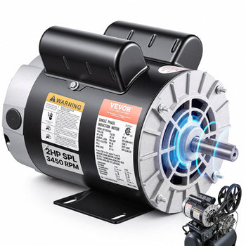 2HP SPL Air Compressor Electric Motor, 115/230V, 20/10 Amps, 56 Frame 3450RPM, 5/8" Keyed Shaft, 1.88" Shaft Length, Single Phase, CCW/CW (Factory Setting is CCW)