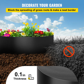 Landscape Edging, 10 inch Depth 150 ft Total Length, Recycled HDPE Coiled Terrace Board, Flexible Bender Border for Landscaping, Lawn, Garden, Yard, Against Invading Weeds, Black