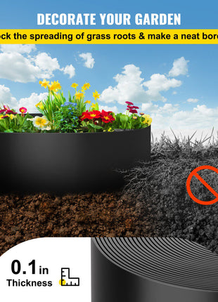 Landscape Edging, 10 inch Depth 60 ft Total Length, Recycled HDPE Coiled Terrace Board, Flexible Bender Border for Landscaping, Lawn, Garden, Yard, Against Invading Weeds, Black