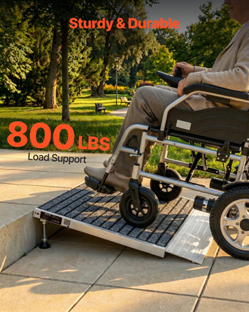 Threshold Ramp for Doorways, 24 x 35.8 in, Platform Aluminum Wheelchair Ramp with Adjustable Height, Non-Slip Door Threshold Ramps, 800 lbs Load Capacity, for Home Steps, Wheelchairs, Walkers