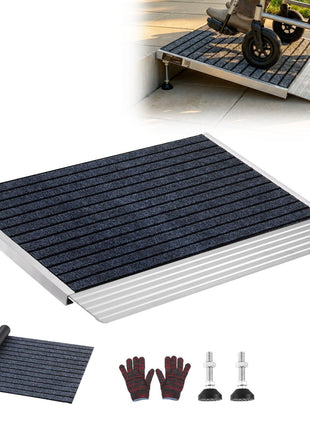 Threshold Ramp for Doorways, 24 x 35.8 in, Platform Aluminum Wheelchair Ramp with Adjustable Height, Non-Slip Door Threshold Ramps, 800 lbs Load Capacity, for Home Steps, Wheelchairs, Walkers
