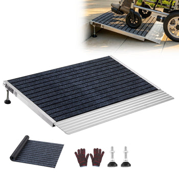 Threshold Ramp for Doorways, 24 x 35.8 in, Platform Aluminum Wheelchair Ramp with Adjustable Height, Non-Slip Door Threshold Ramps, 800 lbs Load Capacity, for Home Steps, Wheelchairs, Walkers