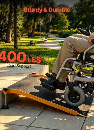 Threshold Ramp for Doorways, 26.4 x 31.9 in, Platform Aluminum Wheelchair Ramp with Adjustable Height, Non-Slip Door Threshold Ramps, 400 lbs Load Capacity, for Home Steps, Wheelchairs, Walkers