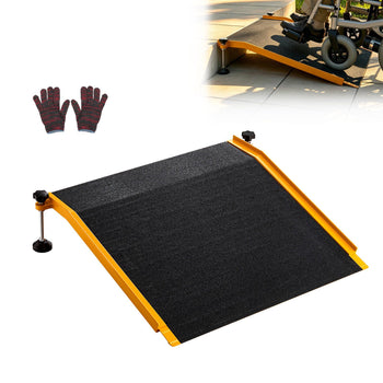 Threshold Ramp for Doorways, 26.4 x 31.9 in, Platform Aluminum Wheelchair Ramp with Adjustable Height, Non-Slip Door Threshold Ramps, 400 lbs Load Capacity, for Home Steps, Wheelchairs, Walkers