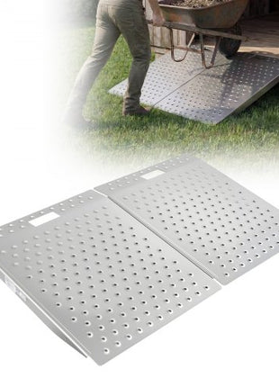 Threshold Ramp for Doorways, 29.5 x 24.3 in, Platform Aluminum Wheelchair Ramp, Non-Slip Door Threshold Ramps, 750 lbs Load Capacity, for Home Steps, Curbs, Wheelchairs, Walkers, Scooter, Carts