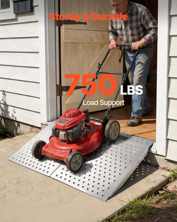 Threshold Ramp for Doorways, 29.5 x 24.3 in, Platform Aluminum Wheelchair Ramp, Non-Slip Door Threshold Ramps, 750 lbs Load Capacity, for Home Steps, Curbs, Wheelchairs, Walkers, Scooter, Carts