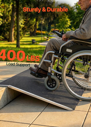Threshold Ramp for Doorways, 31.9 x 15.4 in, Platform Aluminum Wheelchair Ramp, Non-Slip Door Threshold Ramps, 400 lbs Load Capacity, for Home Steps, Curbs, Wheelchairs, Walkers, Scooter, Carts