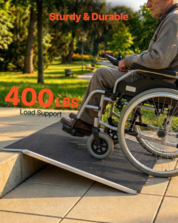 Threshold Ramp for Doorways, 31.9 x 15.4 in, Platform Aluminum Wheelchair Ramp, Non-Slip Door Threshold Ramps, 400 lbs Load Capacity, for Home Steps, Curbs, Wheelchairs, Walkers, Scooter, Carts