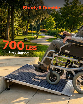 Threshold Ramp for Doorways, 36 x 36 in, Platform Aluminum Wheelchair Ramp with Adjustable Height, Non-Slip Door Threshold Ramps, 700 lbs Load Capacity, for Home Steps, Wheelchairs, Walkers