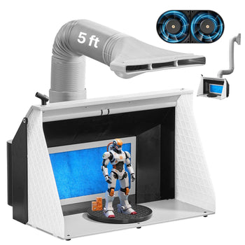 Airbrush Spray Booth, Dual Fans, 21.5 x 18.7 x 14.6 in, Portable Hobby Airbrush Paint Spray Booth Kit with 3 LED Lights and Exhaust Extension Hose, for Painting Models, Arts, Crafts, Cakes