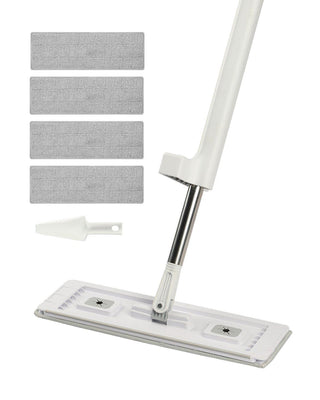 Flat Mop, Self Wringing, Microfiber Floor Mop with 4 Reusable & Washable Mop Pads for Dry & Wet Floor Cleaning, Microfiber Flat Mop with Stainless Steel Handle for Hardwood Laminate Tile Vinyl