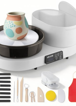 Pottery Wheel for Adults, 11" Aluminum Turntable, 450W Electric Table Top Pottery Wheel with Foot Pedal, 30-300 RPM Adjustable Speed, Aluminum Body, for Beginners, DIY Clay Art Craft, White