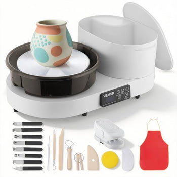 Pottery Wheel for Adults, 11" Aluminum Turntable, 450W Electric Table Top Pottery Wheel with Foot Pedal, 30-300 RPM Adjustable Speed, Aluminum Body, for Beginners, DIY Clay Art Craft, White
