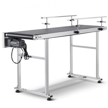Belt Conveyor, 59 x 15.7 inch Conveyor Table, Heavy Duty Stainless Steel Motorized Belt Conveyor for Inkjet Coding Applications Powered PVC Belt Anti-Static Adjustable Speed (Double Guardrail)