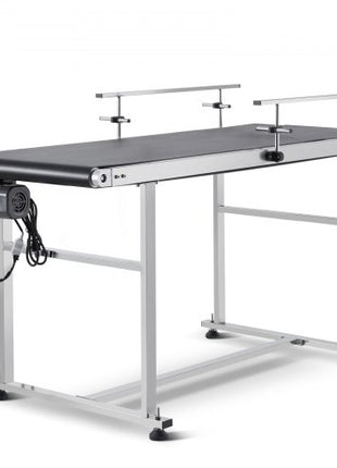 Belt Conveyor, 59 x 19.7 inch Conveyor Table, Heavy Duty Stainless Steel Motorized Belt Conveyor for Inkjet Coding Applications Powered PVC Belt Anti-Static Adjustable Speed (Double Guardrail)