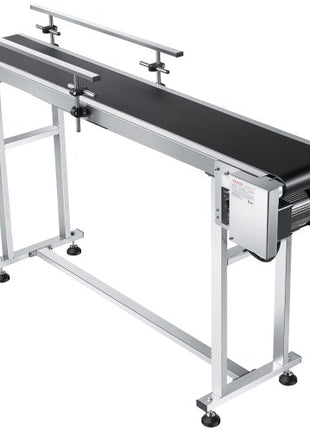 Belt Conveyor, 59 x 7.8 inch Conveyor Table, Heavy Duty Stainless Steel Motorized Belt Conveyor for Inkjet Coding Applications Powered PVC Belt Anti-Static Adjustable Speed (Double Guardrail)
