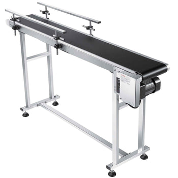 Belt Conveyor, 59 x 7.8 inch Conveyor Table, Heavy Duty Stainless Steel Motorized Belt Conveyor for Inkjet Coding Applications Powered PVC Belt Anti-Static Adjustable Speed (Double Guardrail)